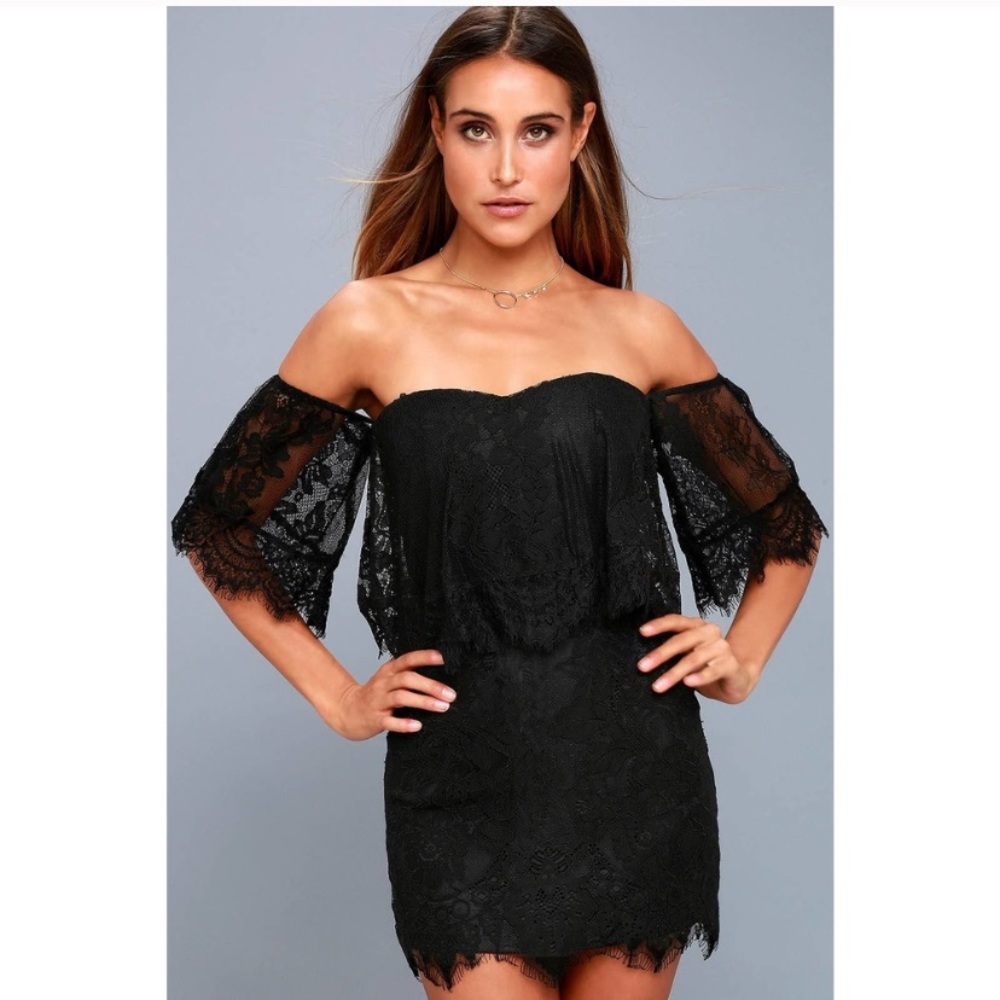NWOT Black Lace Off the Shoulder Bodycon Dress